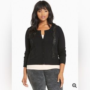 Torrid Cardigan Lace Inset Panel 4x Black